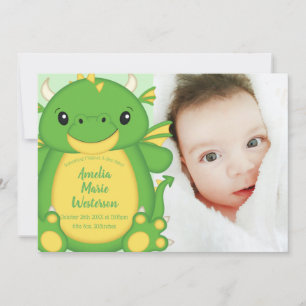 Dragon Baby Shower Green Einladung