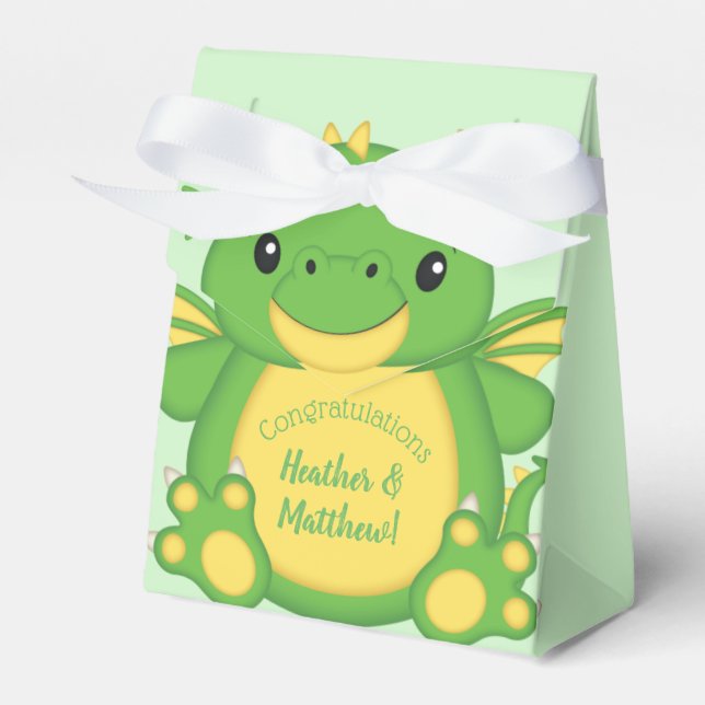 Dragon Baby Shower Green Geschenkschachtel (Vorderseite)