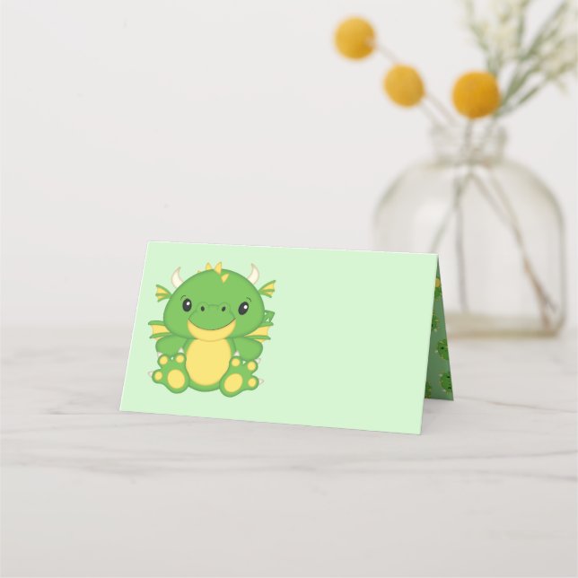 Dragon Baby Shower Green Platzkarte (Vorderseite)