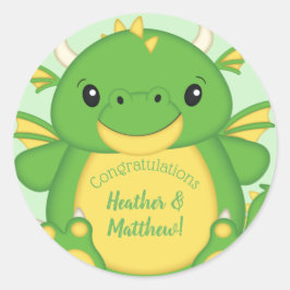 Dragon Baby Shower Green Runder Aufkleber