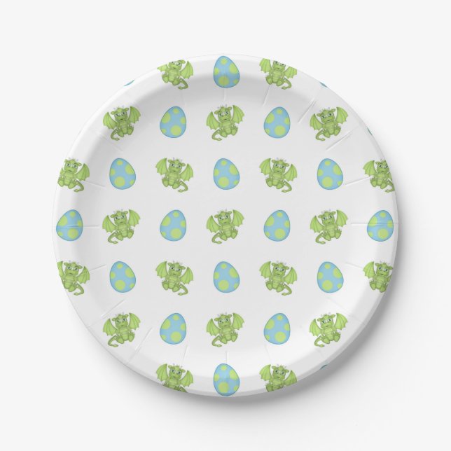 Dragon Baby Shower Pappteller (Vorderseite)