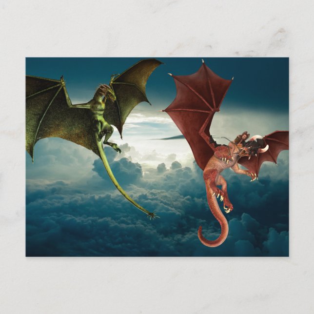 Dragon Battle Fantasy Postkarte (Vorderseite)