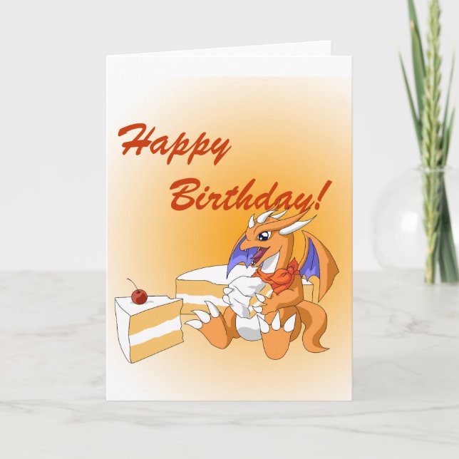Dragon Birthday mit White Cake Grußkarte Karte (Vorderseite)