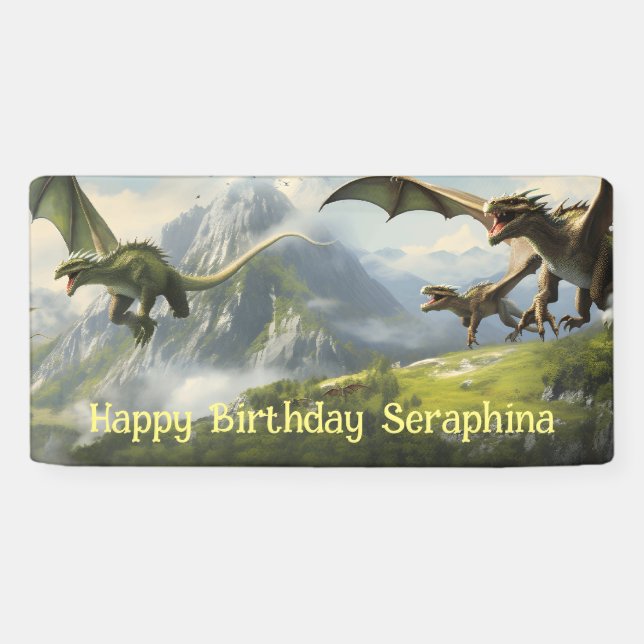 Dragon Birthday Party Banner (Horizontal)