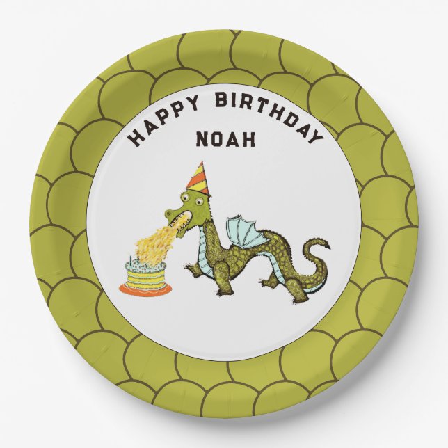 Dragon Birthday Party Pappteller (Vorderseite)