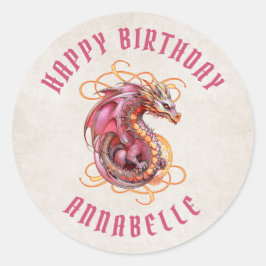 Dragon Birthday Party Runder Aufkleber
