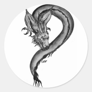 Dragon black and white Design Runder Aufkleber