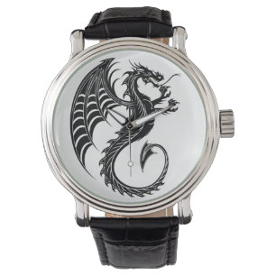 Dragon Black Shape Tattoo Style Armbanduhr