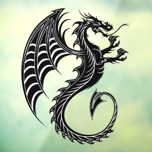 Dragon Black Shape Tattoo Style Fensteraufkleber