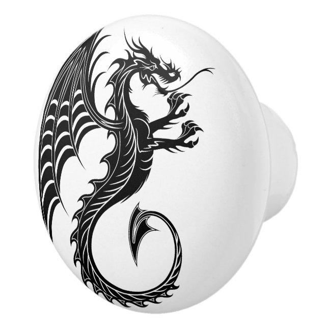 Dragon Black Shape Tattoo Style Keramikknauf (Rechts)