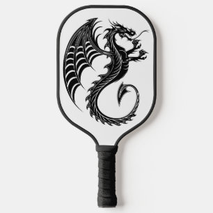 Dragon Black Shape Tattoo Style Pickleball Schläger