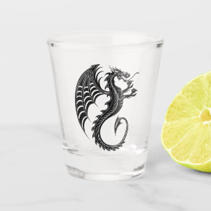 Dragon Black Shape Tattoo Style Schnapsglas
