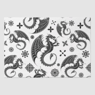 Dragon Black Shape Tattoo Style Seidenpapier