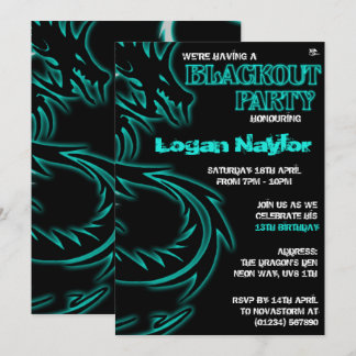 Dragon Blackout UV-Party Einladungen