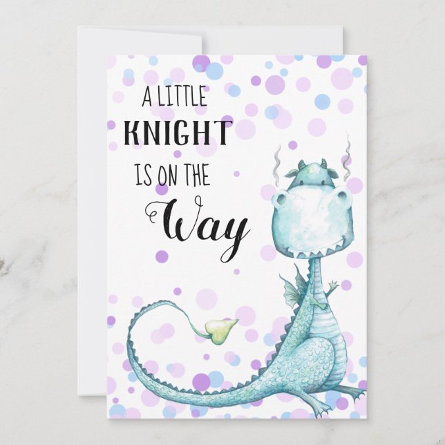 *~* Dragon Bleu Baby Boy Dots Douche Invitation (Devant)