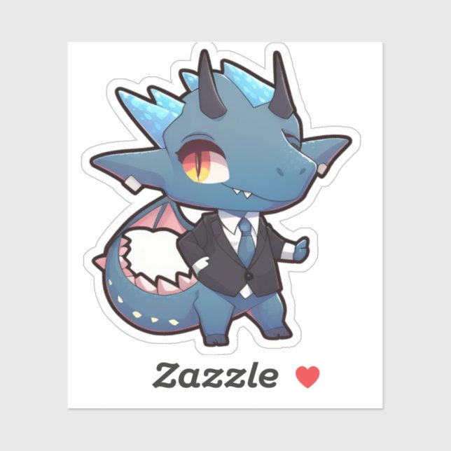 Dragon bleu dans un Sticker en costume (Feuille)