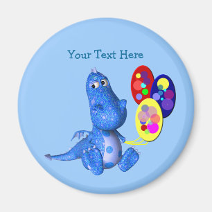 Dragon Bleu tenant des ballons mignonne aimant