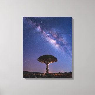 Dragon Blood Tree Milky Way Canvas  Ancient Nature Leinwanddruck