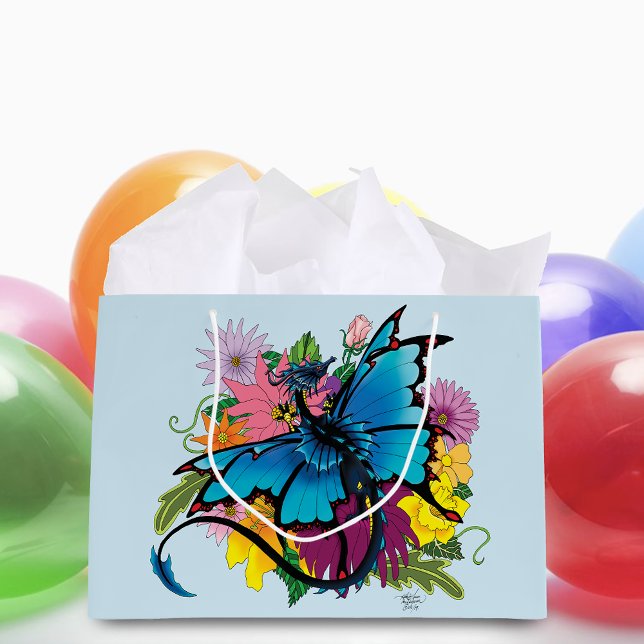 Dragon Blue Butterfly Blume Große Geschenktüte (Von Creator hochgeladen)