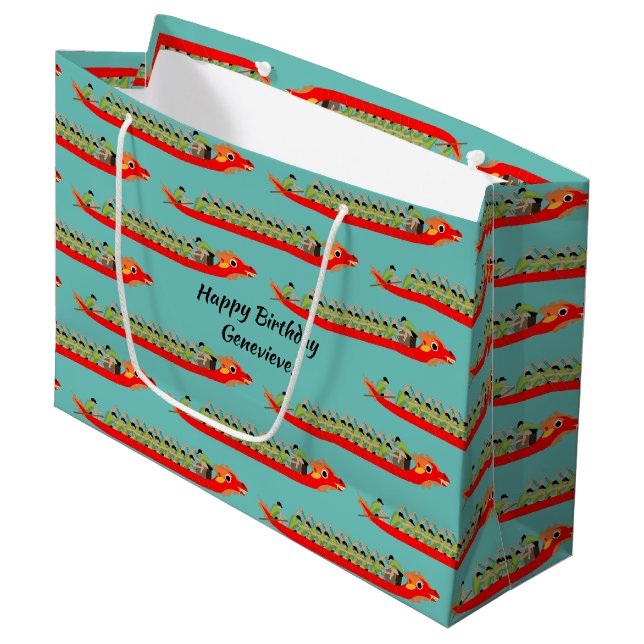 Dragon Boat Racing Große Geschenktüte (Vorderseite Schrägansicht)