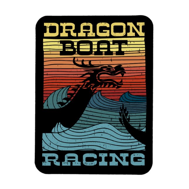 Dragon Boat Racing Retro Look Magnet (Vertikal)