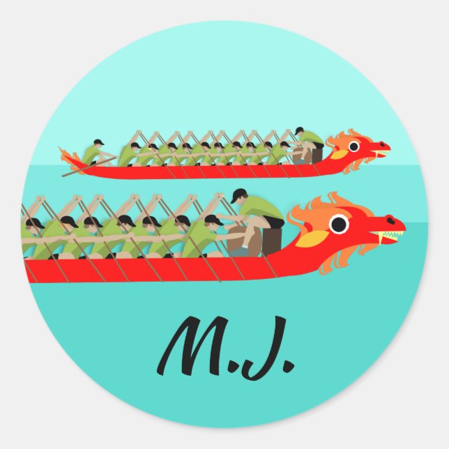 Dragon Boat Racing Runder Aufkleber (Vorderseite)