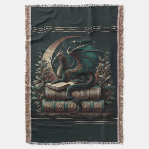 Dragon Book Blanket Fantasy Reader Throw Medie Decke