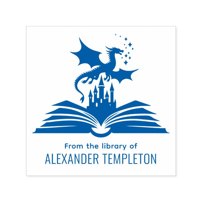 Dragon Book Castle "From the Library" Name Permastempel (Design)