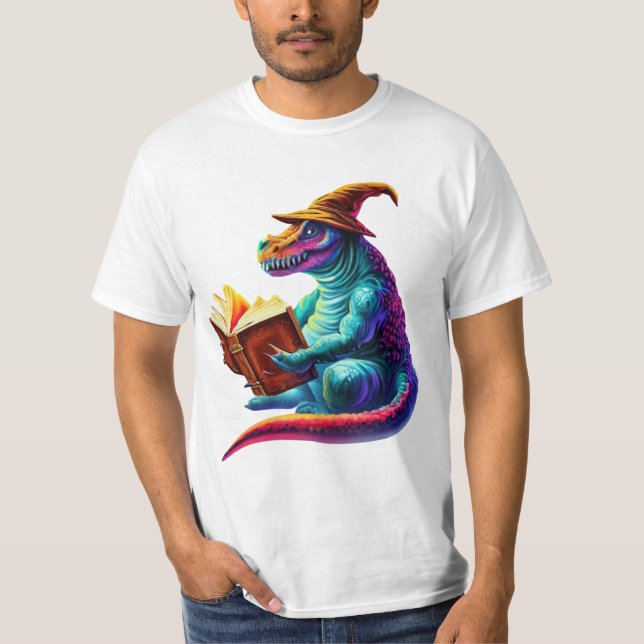 Dragon Bookworm - Niedlich Fantasy Reading Lover D T-Shirt (Vorderseite)