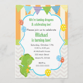 Dragon Boy Birthday Party Einladung Ballon