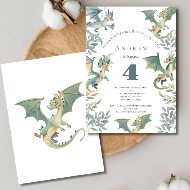 Dragon Boys 3ème 4ème 5ème anniversaire Invitation (Dragon Boys Birthday Invitation. 1st, 2nd 3rd, 4th 5th birthday)