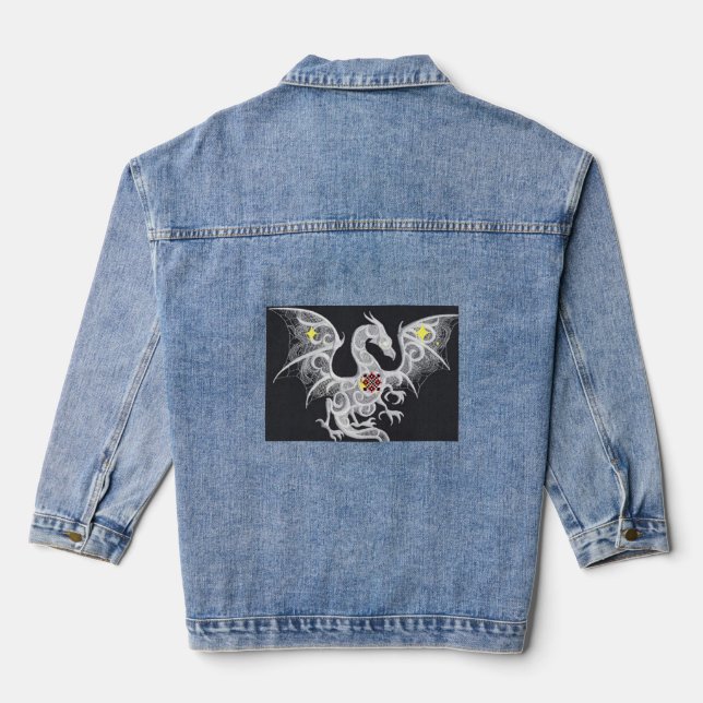 Dragon Brodé Denim Delight : Veste pour femmes (Verso)