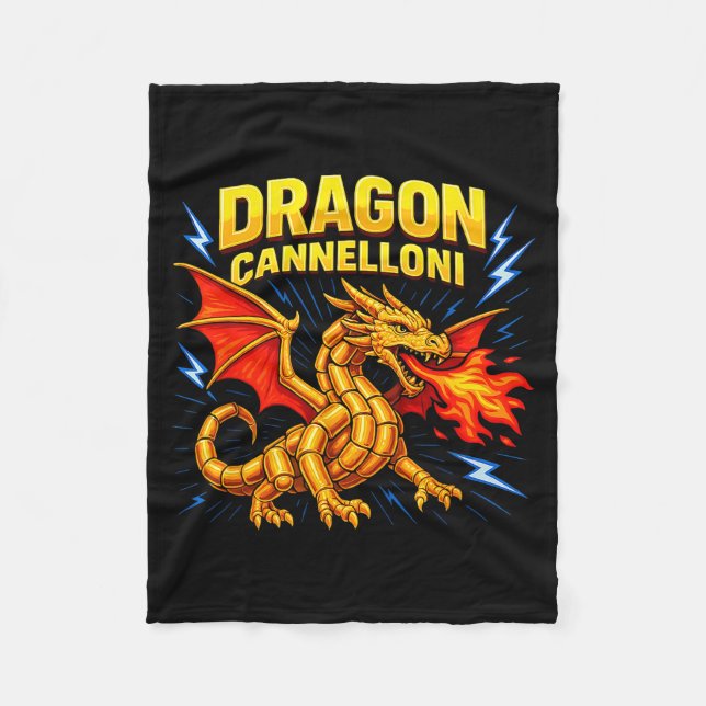 Dragon Cannelloni Funny Italian Food Pun Gift  Fleecedecke (Vorderseite)