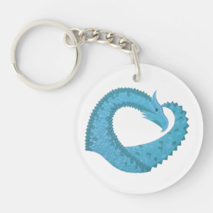Dragon cardiaque turquoise en blanc