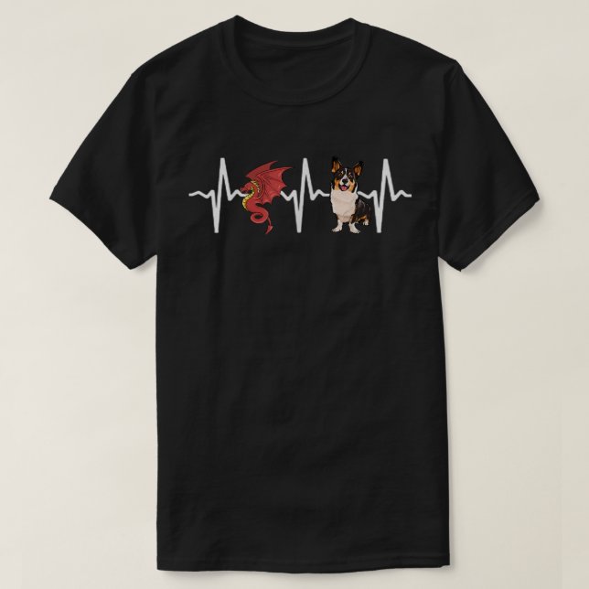 Dragon Cardigan Welsh Corgi Heartbeat Dog Lover  T-Shirt (Design vorne)