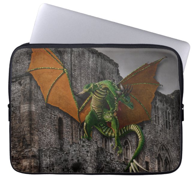 Dragon & Castle Fantasy Kunstwerk Laptopschutzhülle (Vorderseite)