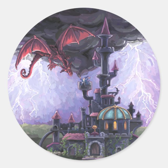 Dragon Castle Runder Aufkleber (Vorderseite)