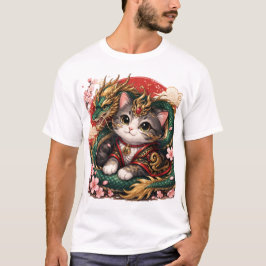 Dragon Cat Fantasy Asian Mythical Design T-Shirt