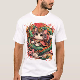 Dragon Cat Fantasy Asian Mythical Design T-Shirt