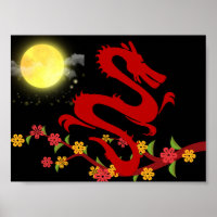 Dragon chinois - affiche frappante au clair de lun