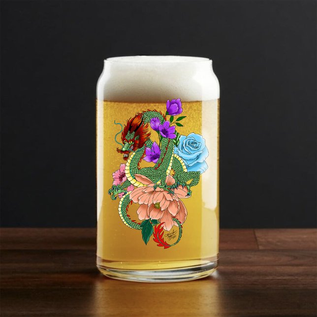 Dragon Chinois Vert Mystique Floral Bleu Marine (Créateur téléchargé)