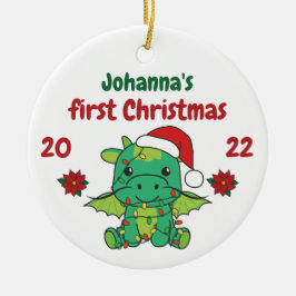 Dragon Christmas Winter Babys erste Weihnachten Keramik Ornament