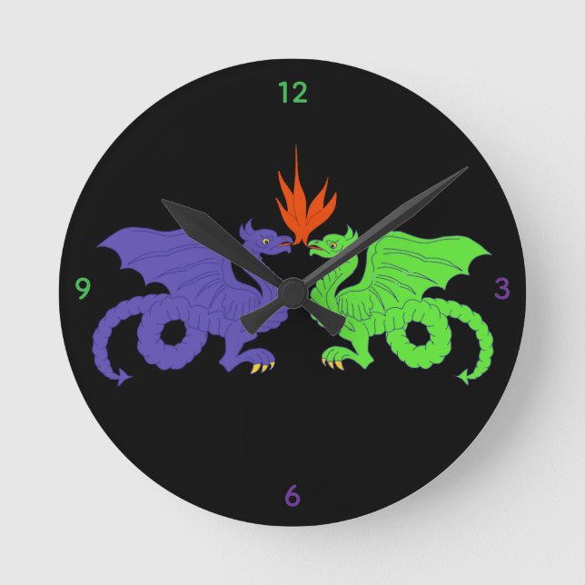 Dragon Clock Runde Wanduhr (Vorderseite)