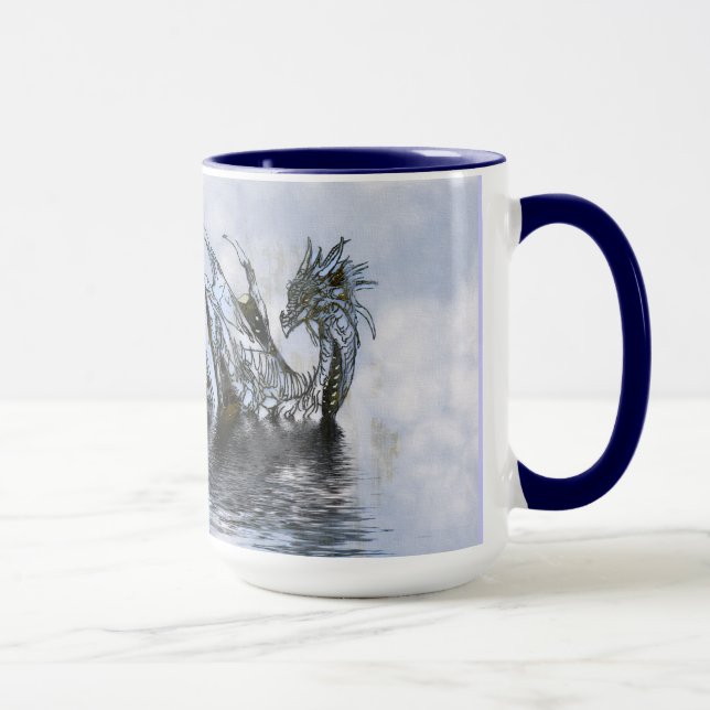 Dragon Clouds Blue Sky Grunge Design Tasse (Rechts)