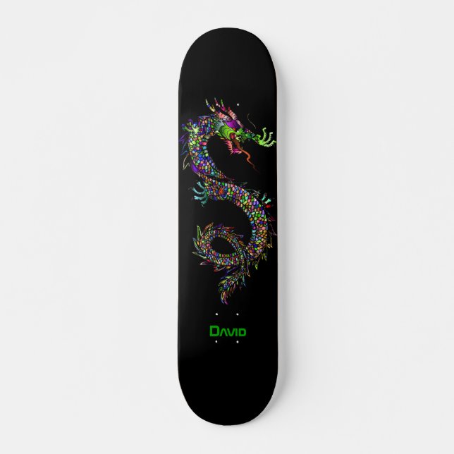 Dragon coloré Custom Skateboard (Devant)
