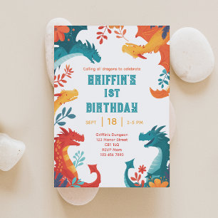Dragon coloré Invitation Anniversaire