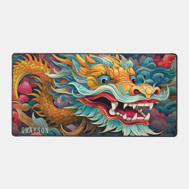 Dragon coloré Nom personnalisé moderne (Recto)