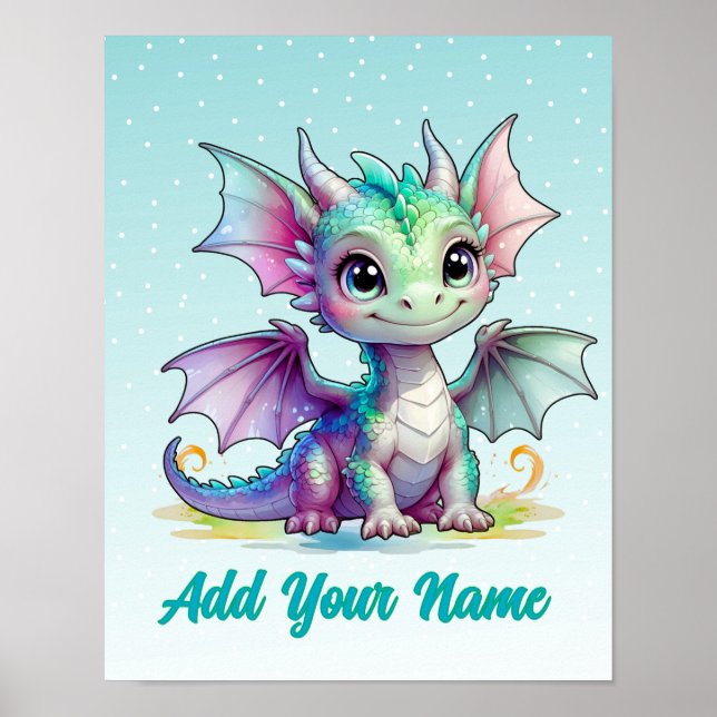 Dragon de bébé souriant - Poster de nom personnali (Devant)