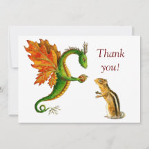 Dragon de chêne et tamia - carte de remerciements