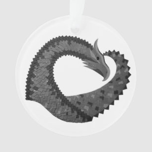 Dragon de coeur noir sur blanc